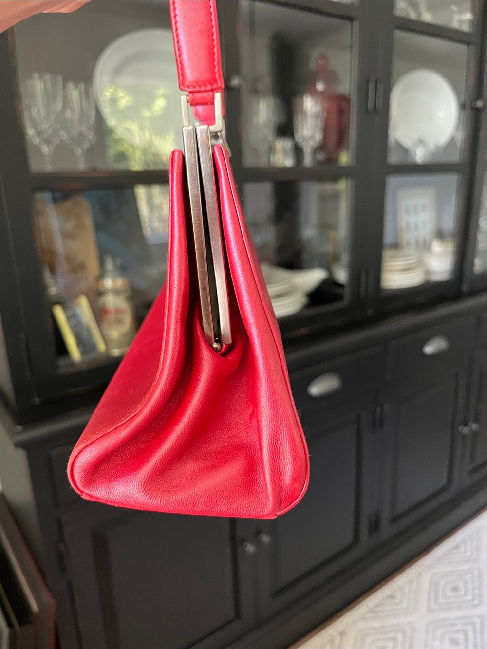 Vintage Burberry Red Top-Handle Women's Bag - Picture 12 of 13
